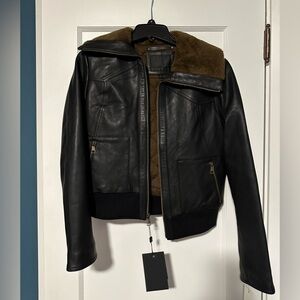 Andrew Marc Black Label Women's Evie Aviator-Style Leather Jacket
